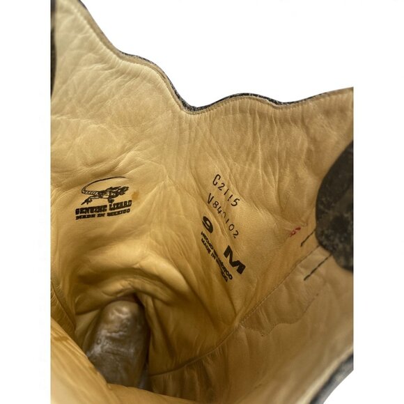 Corral Lizard Leather Western Cowgirl Black Red Boots Women's 9 - Picture 11 of 14